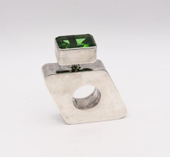 Messico 1970 Taxco Psychedelic Modernist Perfume Bottle in .925 Sterling Silver