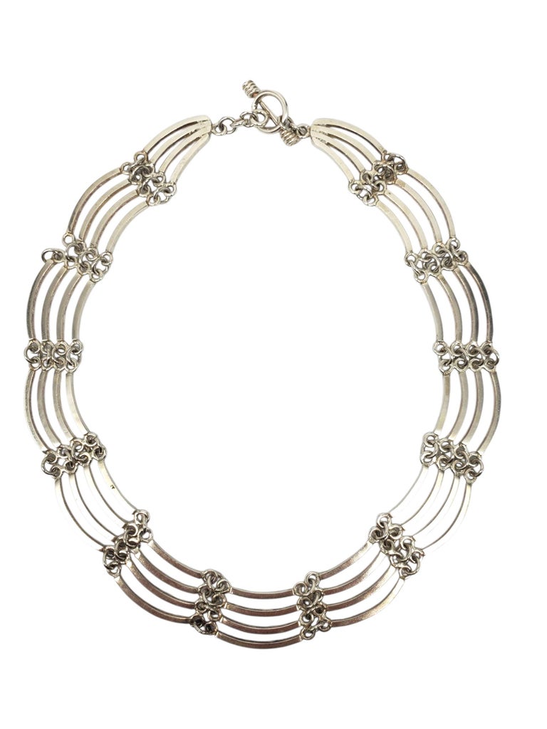 Mexico 925 Sterling Silver Collar Link Necklace 16