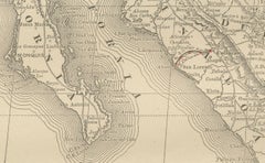 Mexico Antique Railroad Map c.1888 – Cities, States & Land of the Aztecs