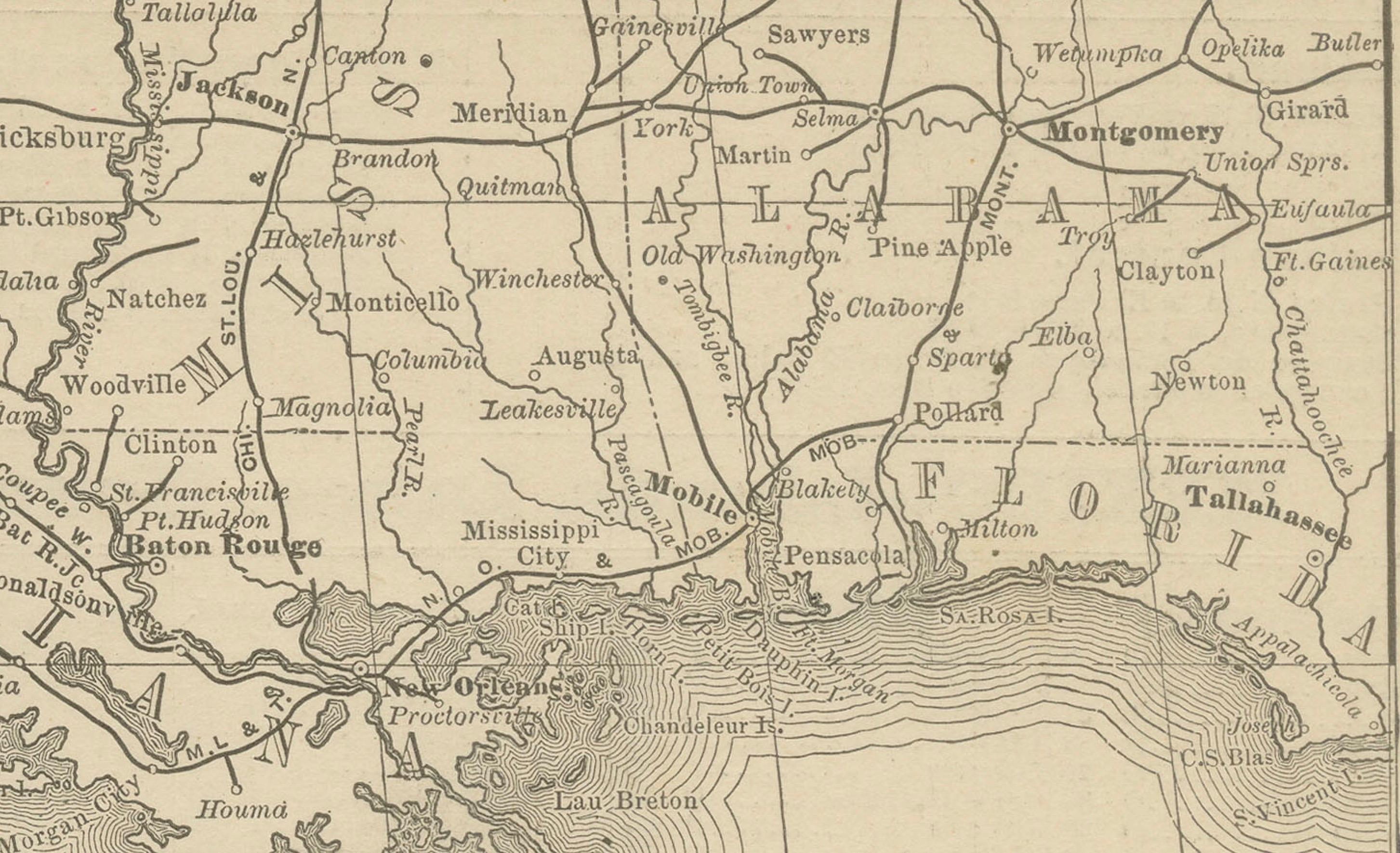 19th Century Mexico Antique Railroad Map c.1888 – Cities, States & Land of the Aztecs For Sale