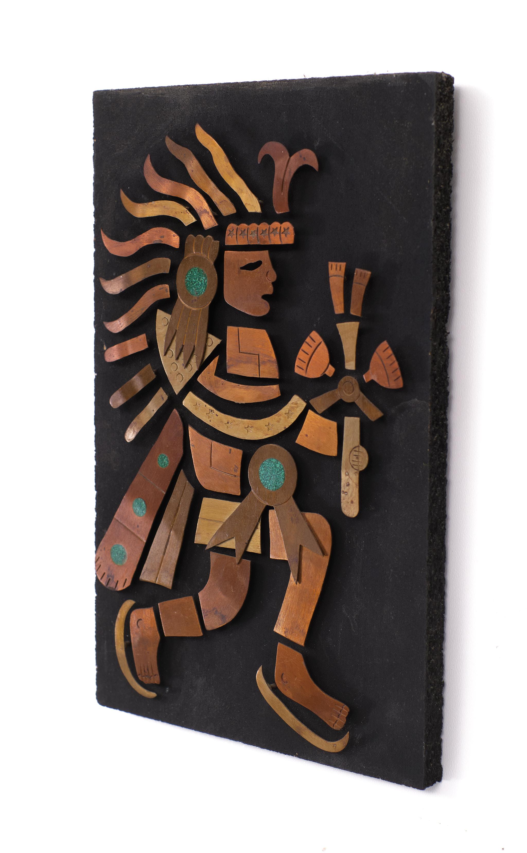 Mexican Mexico Azteken Brass wall hanger  1972  For Sale