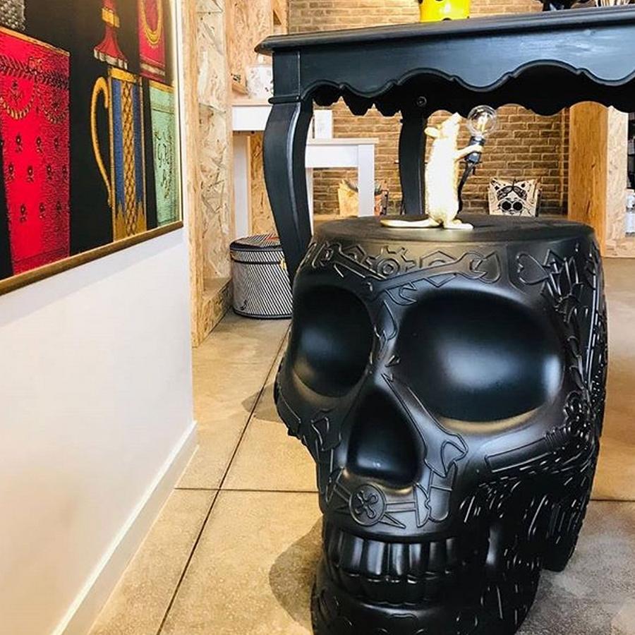 Contemporary In Stock in Los Angeles, Mexico Skull Black Stool / Side Table by Studio Job