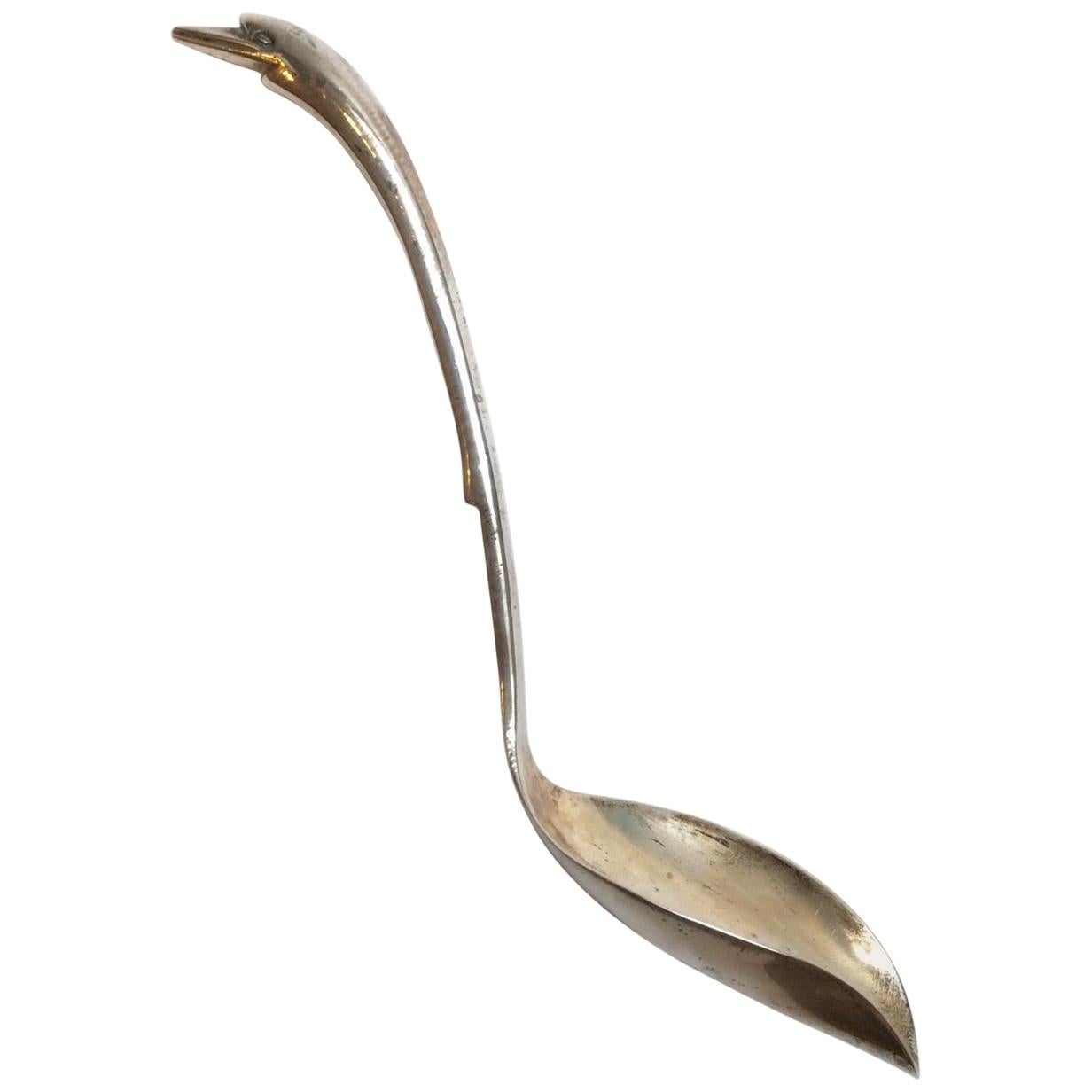 Mexico Eagle 9 Sterling Silver Duck Head Handle Drizzle Spoon For Sale