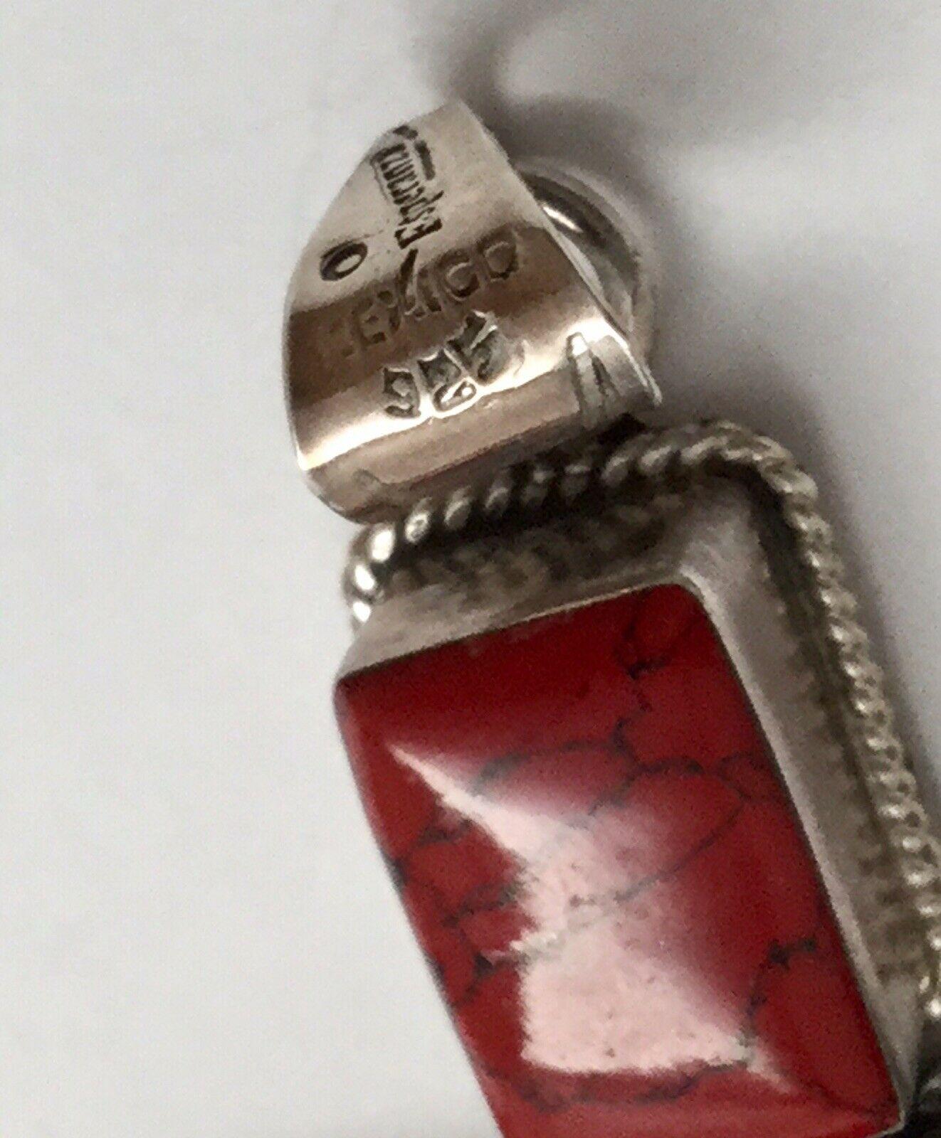 Mexico Esperanza Large Sterling Silver Red Jasper Cross Pendant In Good Condition In Washington Depot, CT