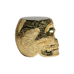 Mexico, Gold Metallic Skull Stool / Side Table by Studio Job