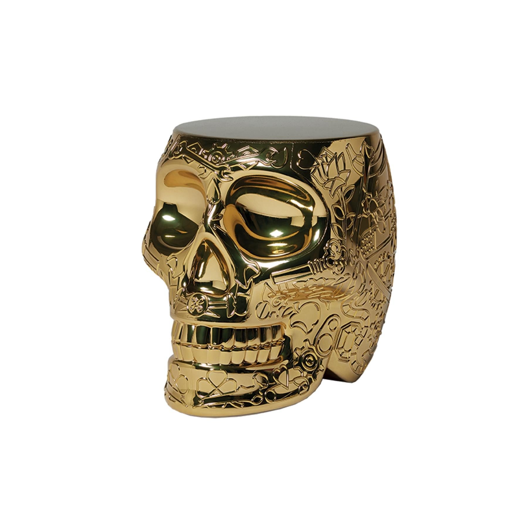 Mexico, Gold Metallic Skull Stool / Side Table by Studio Job In New Condition For Sale In Beverly Hills, CA
