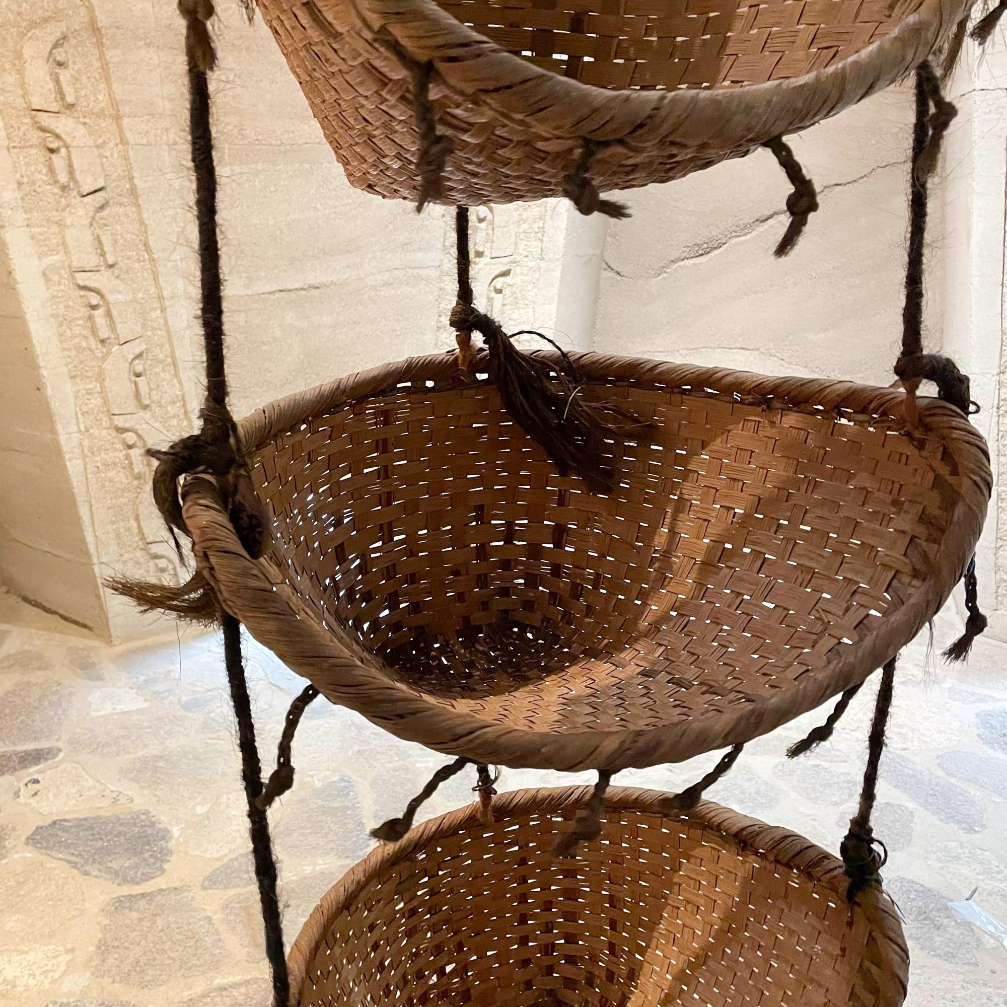 1960s Woven Nesting Baskets Handmade Pottery Wall Art For Sale 2