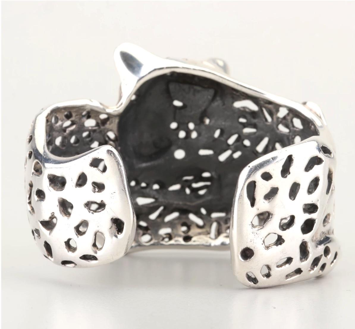 Mexico Modernist Los Castillos Sterling Jaguar Cuff Bracelet by Emilia Castillo For Sale 1