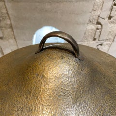 Mexico Lovely Covered Large Pot Golden Hammered Brass 1960s Vintage Cookware