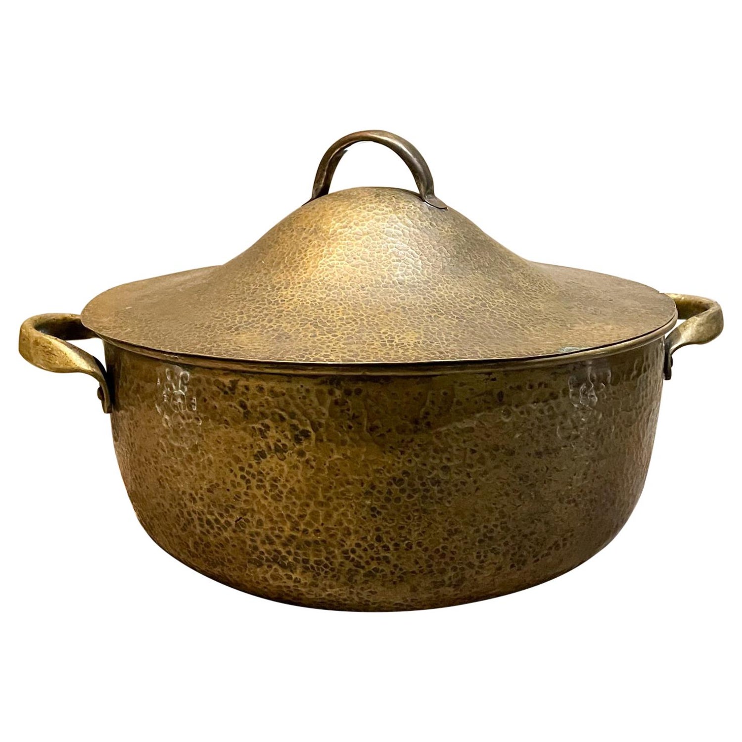 Mexico Lovely Covered Large Pot Golden Hammered Brass 1960s Vintage  Cookware at 1stDibs