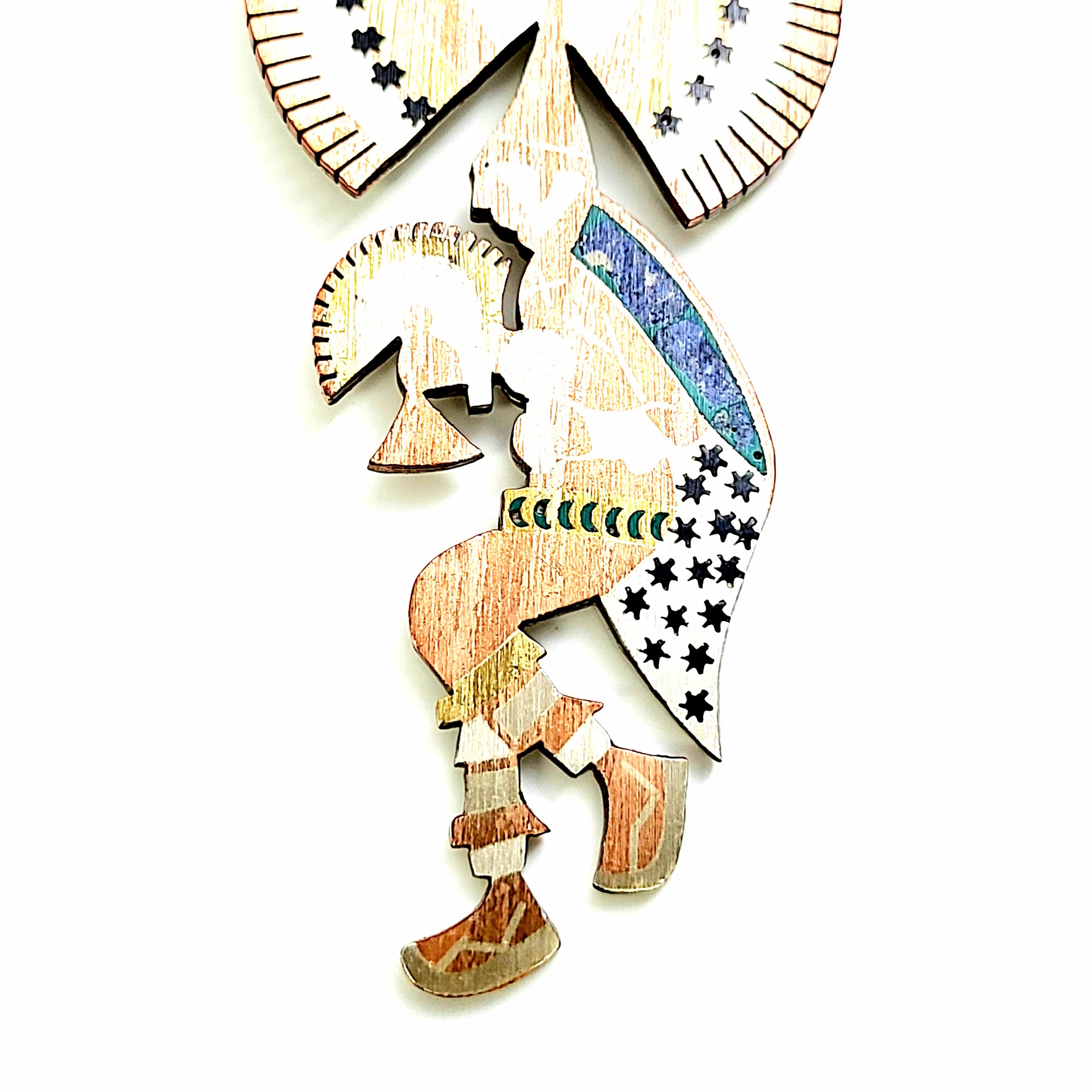 Mexico Mixed Metal Inlay Shaman Pendant For Sale 2