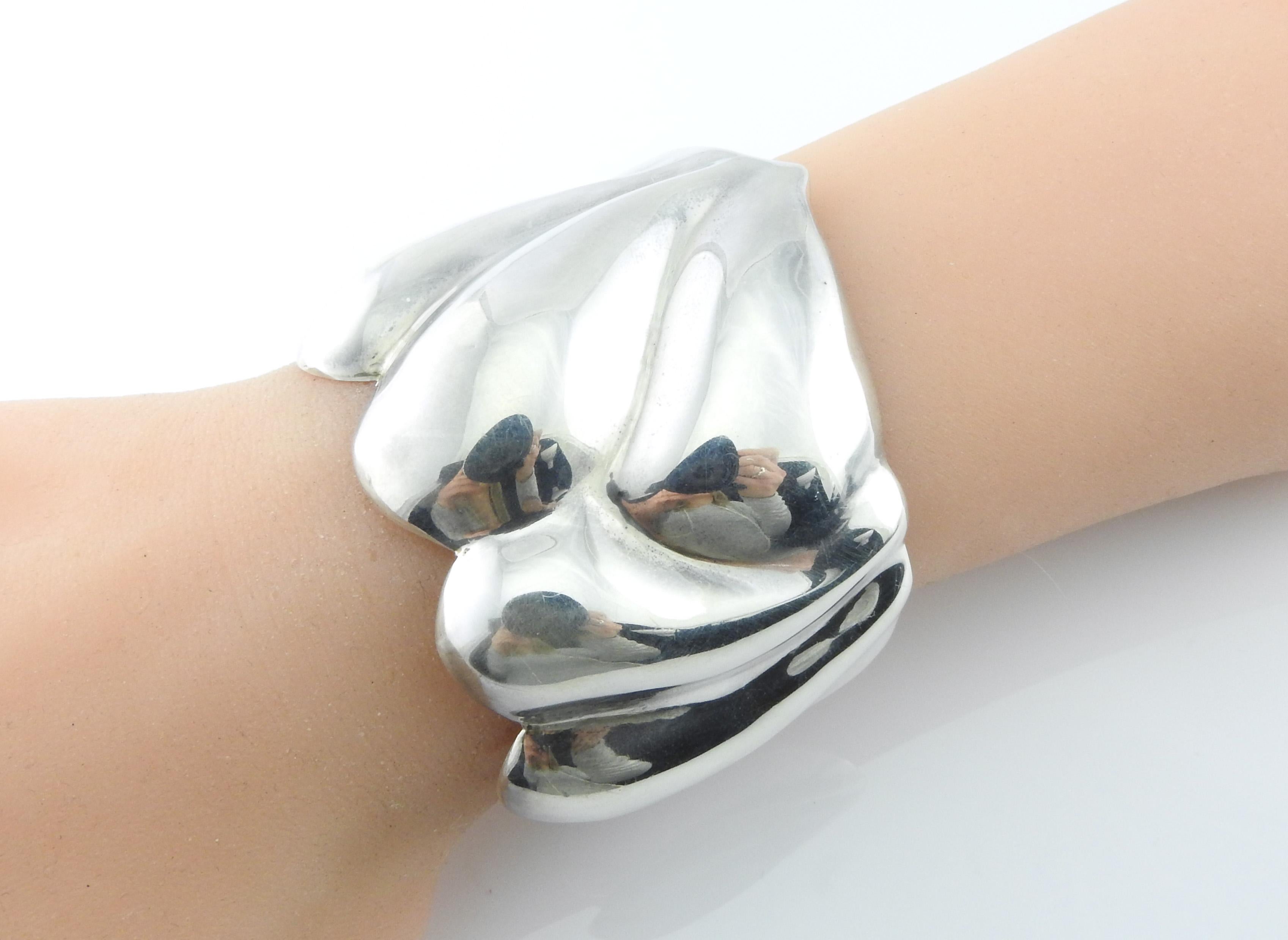 Mexico MMP Sterling Silver Puffy Cuff Bracelet 3