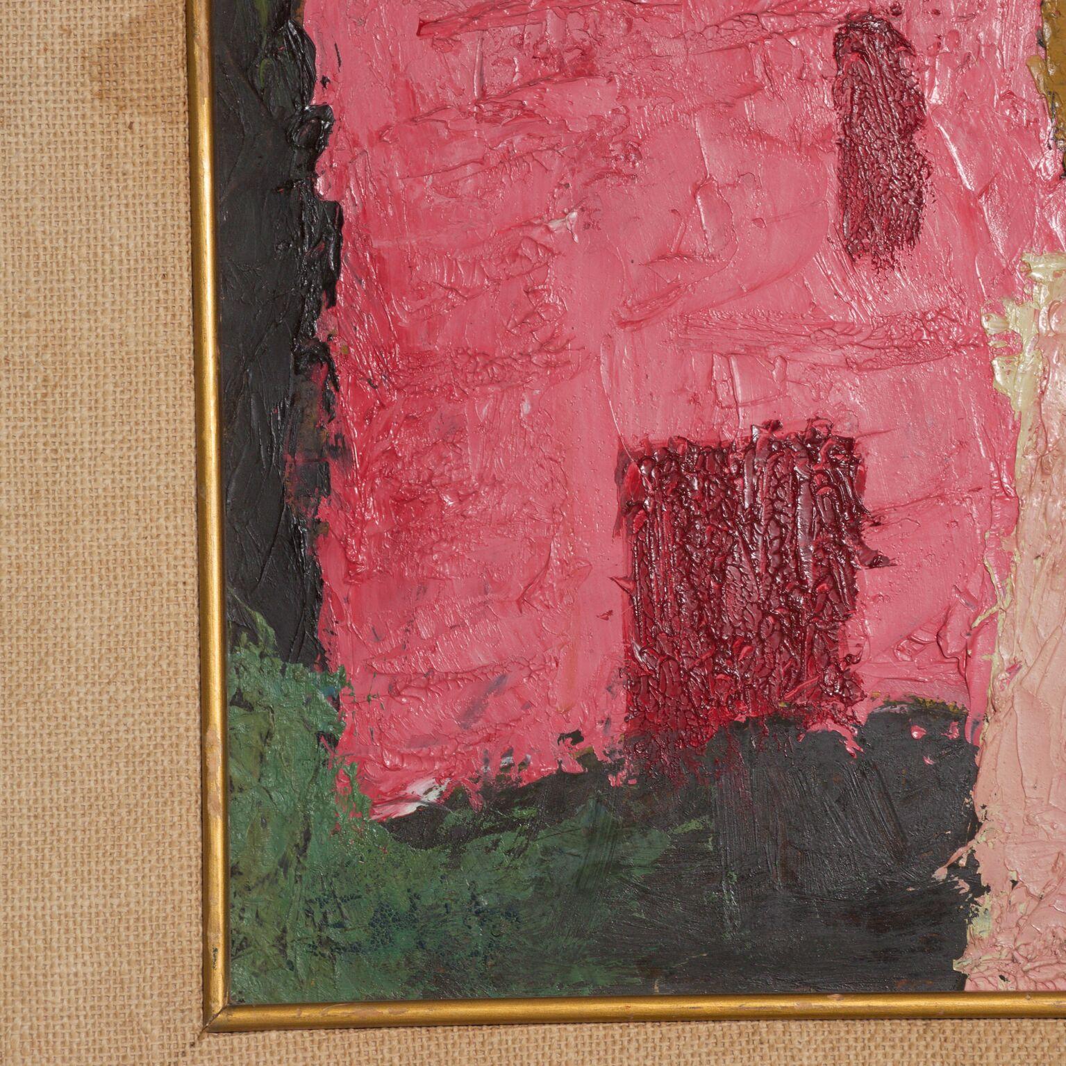 Late 20th Century 1980s Mexico Modernism in Pink Abstract Art Oil on Canvas Pedro Coronel Style