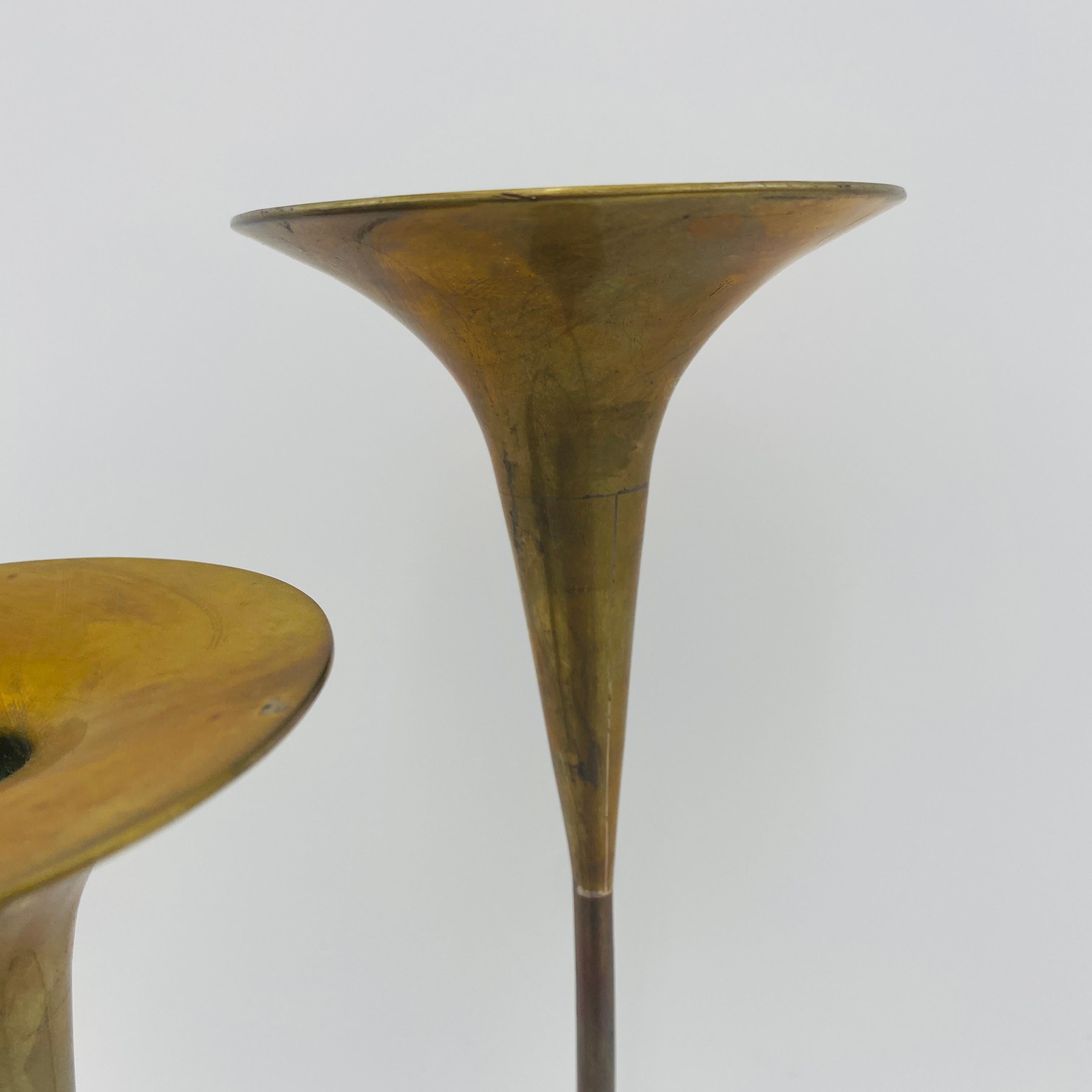 Mexico Modernist Sculptural Brass Candleholders For Sale 5