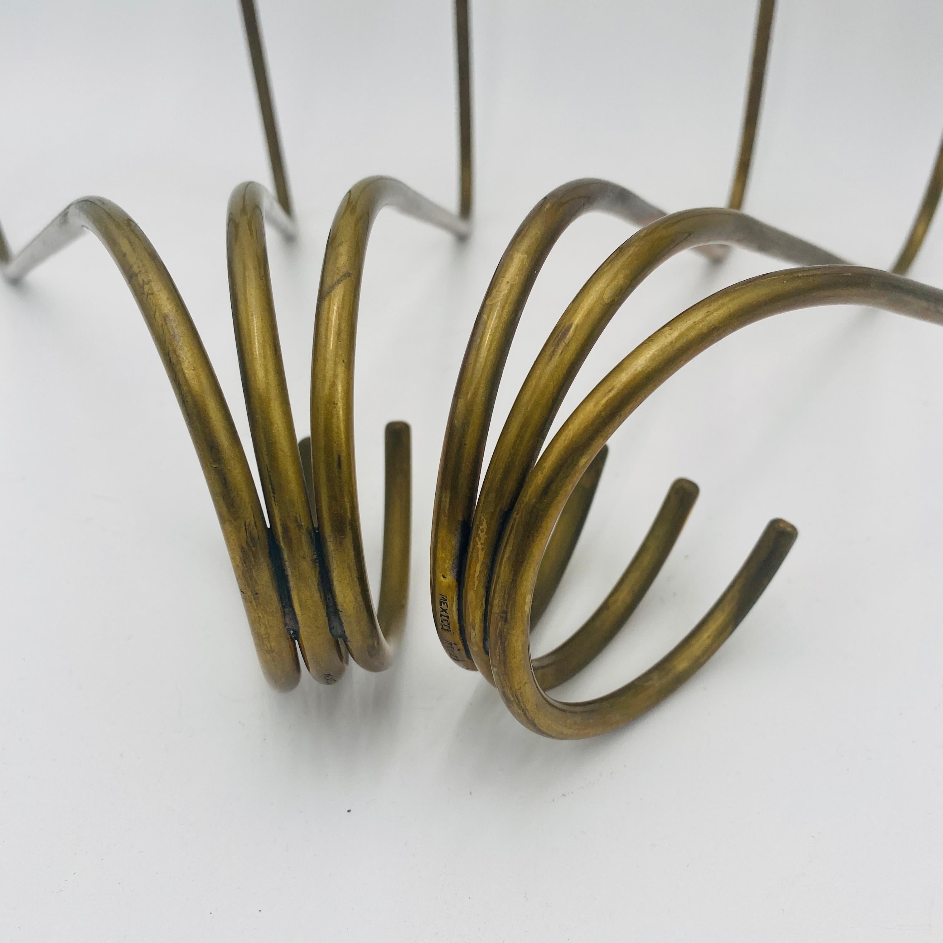 Mid-20th Century Mexico Modernist Sculptural Brass Candleholders For Sale