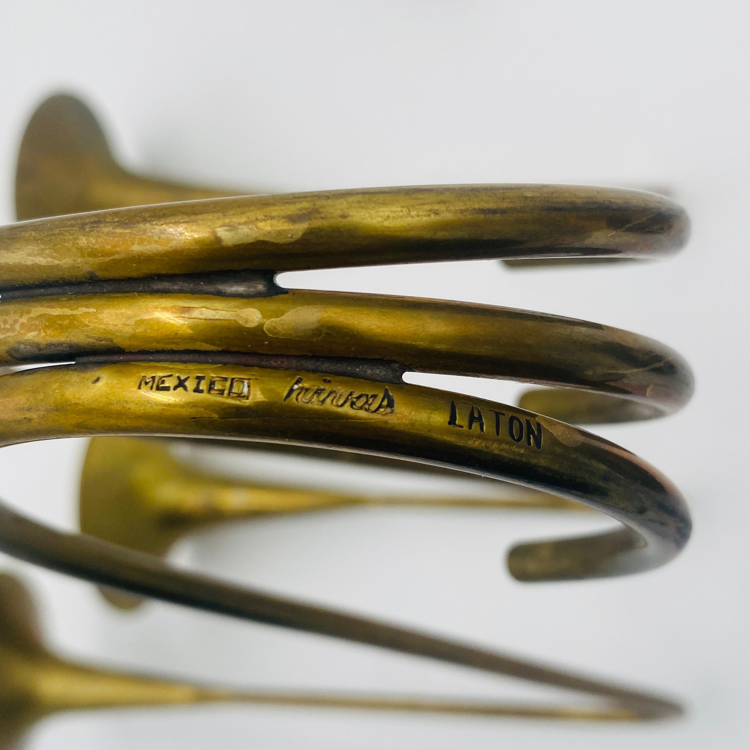 Mexico Modernist Sculptural Brass Candleholders For Sale 1