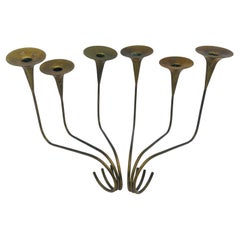 Mexico Modernist Sculptural Brass Candleholders