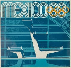 Póster sin enmarcar de los Juegos Olímpicos de México: saltos de trampolín, de Lance Wyman, 1968