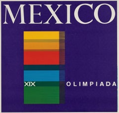 Mexico Olympic Games Unframed Poster in Blue by Lance Wyman, 1968