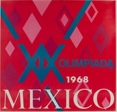 Mexico Olympic Games Unframed Poster in Red & Pink by Lance Wyman, 1968