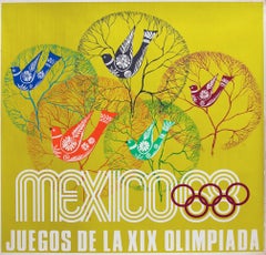 Mexico Olympic Games Unframed Poster in Yellow by Lance Wyman, 1968