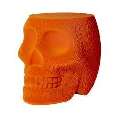 Mexico Orange Velvet Skull Stool or Side Table, Designed by Studio Job