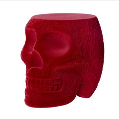 Mexico Red Velvet Skull Stool or Side Table, Designed by Studio Job