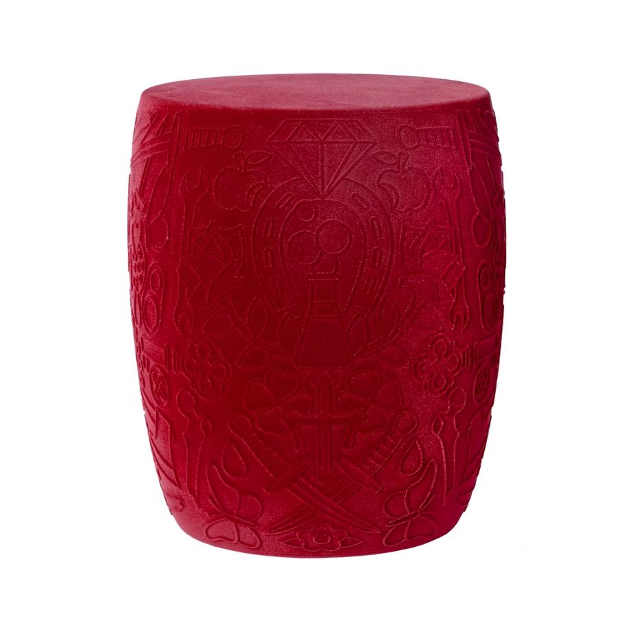 Modern Mexico Red Velvet Skull Stool or Side Table, Designed by Studio Job For Sale