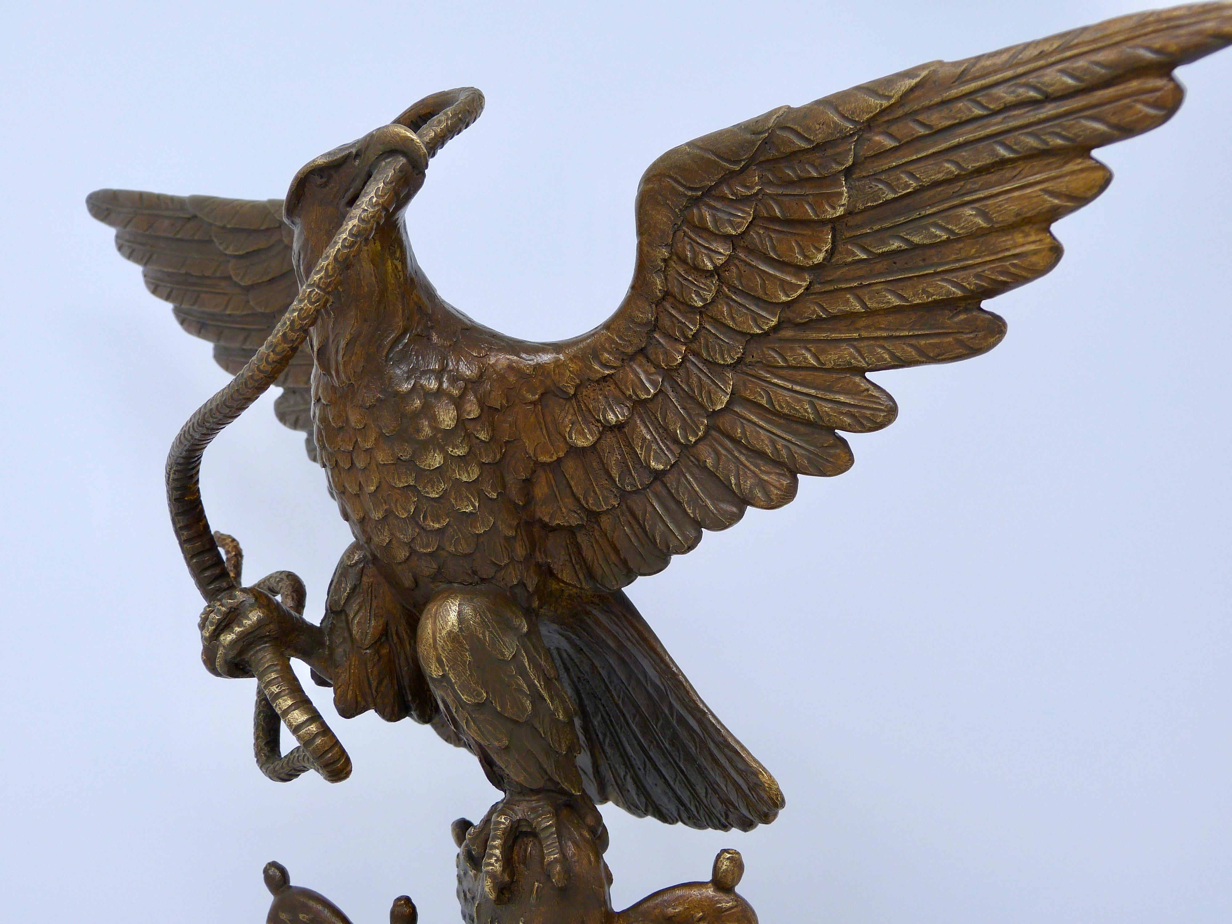 Contemporary Mexico Republican Emblem Bronze Eagle Signed Carlos Espino Limited Edition For Sale