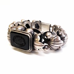 Mexico Silver Black Cameo Bracelet