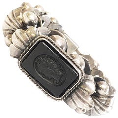 Mexico Silver Black Cameo Bracelet