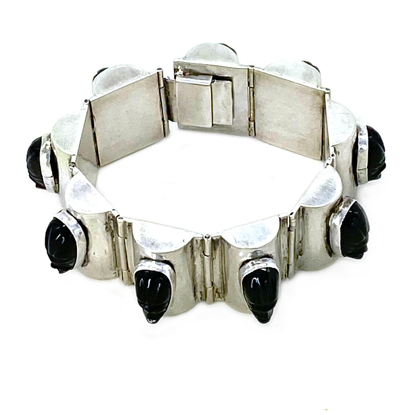 México Pulsera de plata con caras aztecas Artista en venta