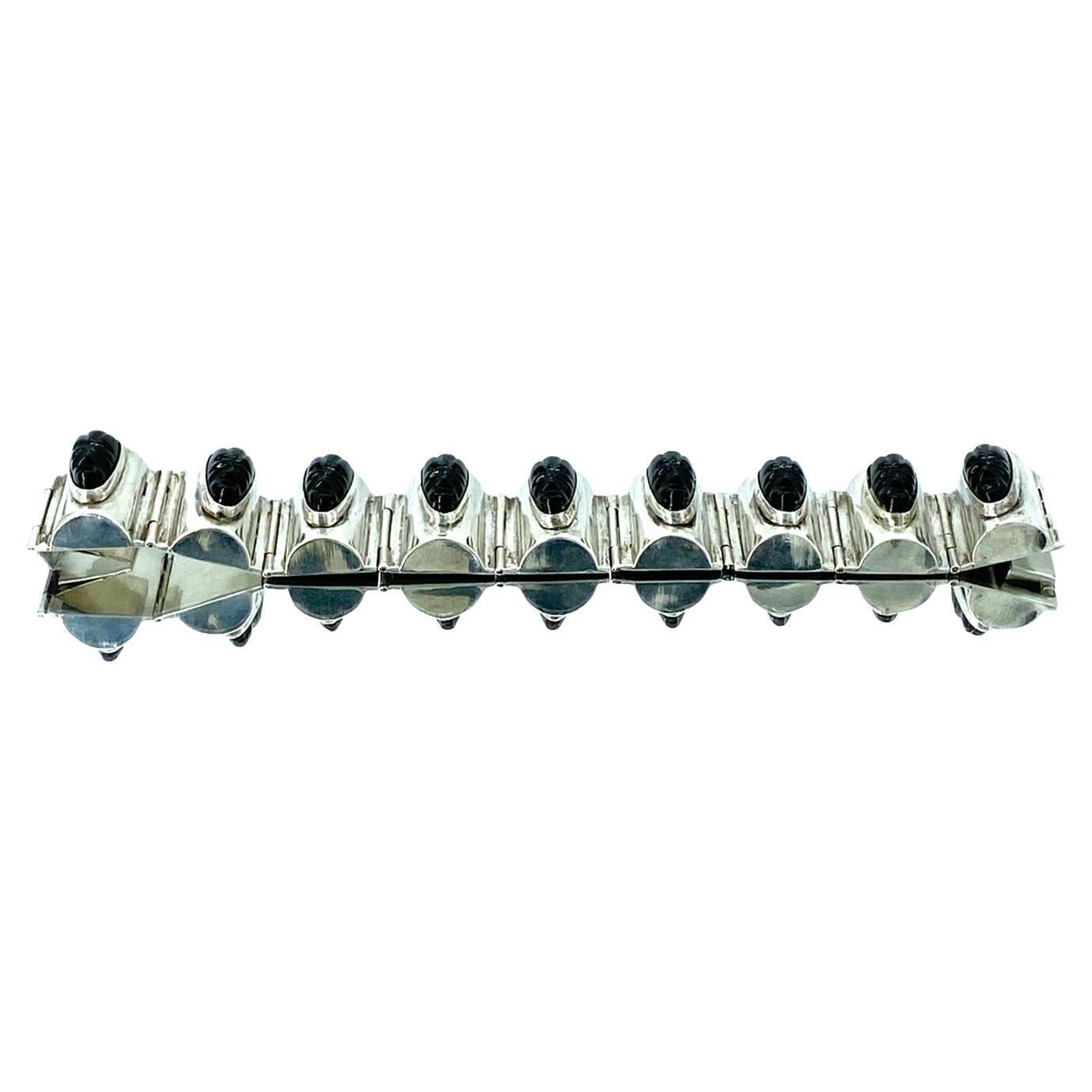 México Pulsera de plata con caras aztecas en venta 1