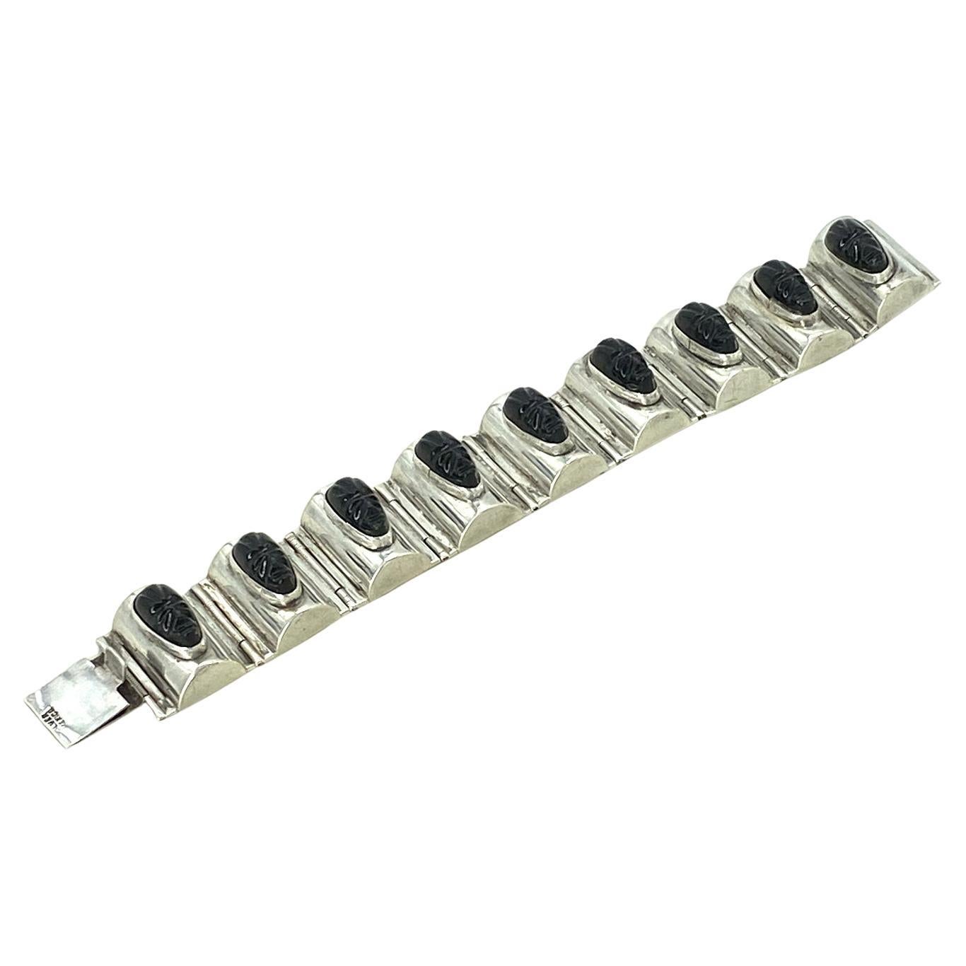 México Pulsera de plata con caras aztecas en venta 2