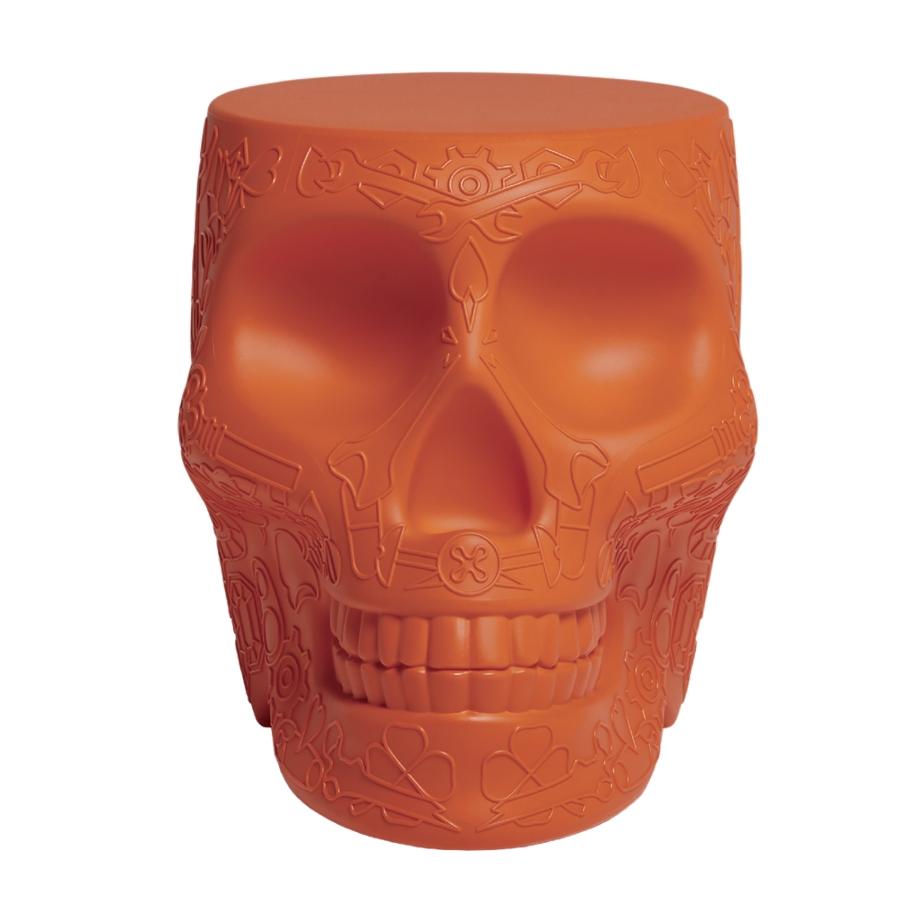 Contemporary Mexico, Skull Terracotta Orange Stool / Side Table by Studio Job For Sale