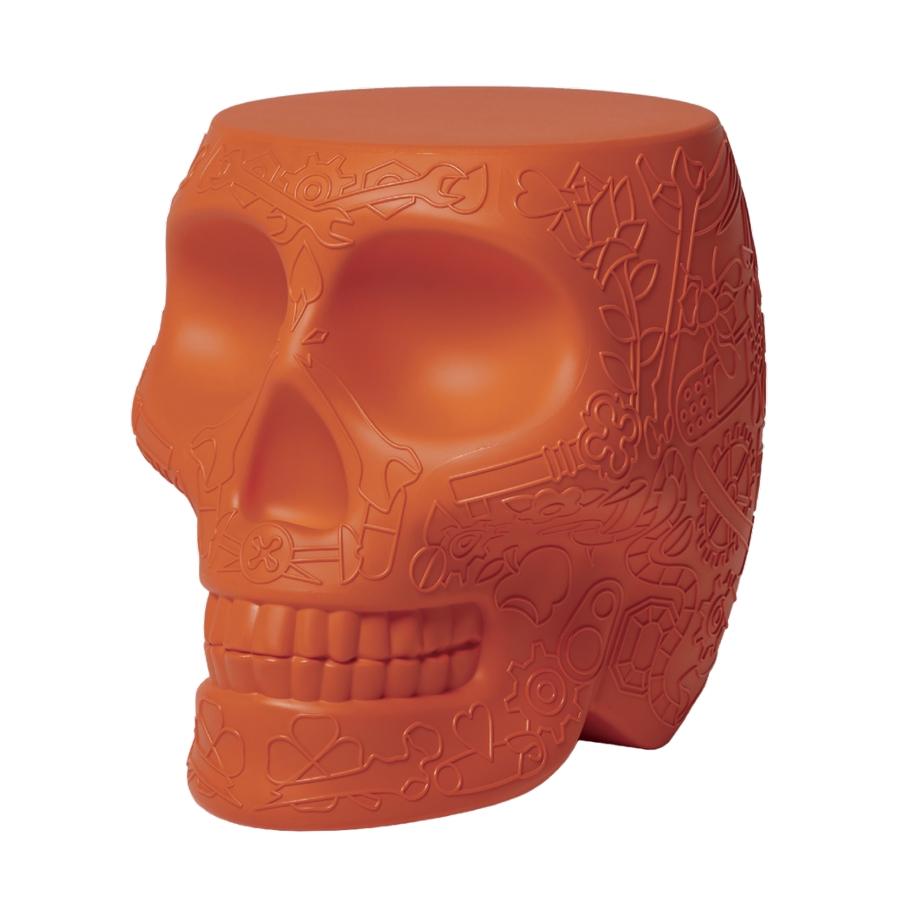 Plastic Mexico, Skull Terracotta Orange Stool / Side Table by Studio Job For Sale