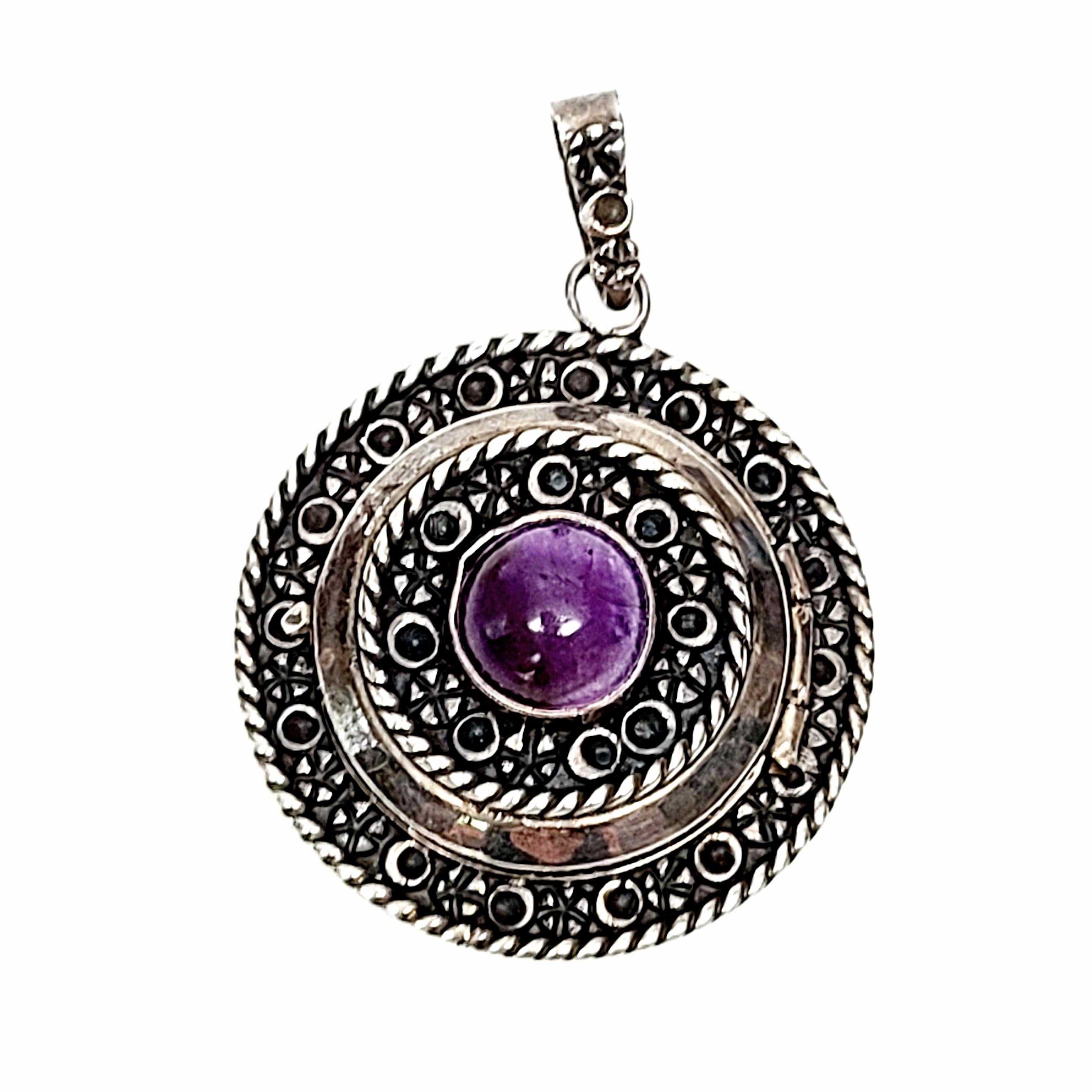 Cabochon Mexico Sterling Silver Amethyst Locket Pendant