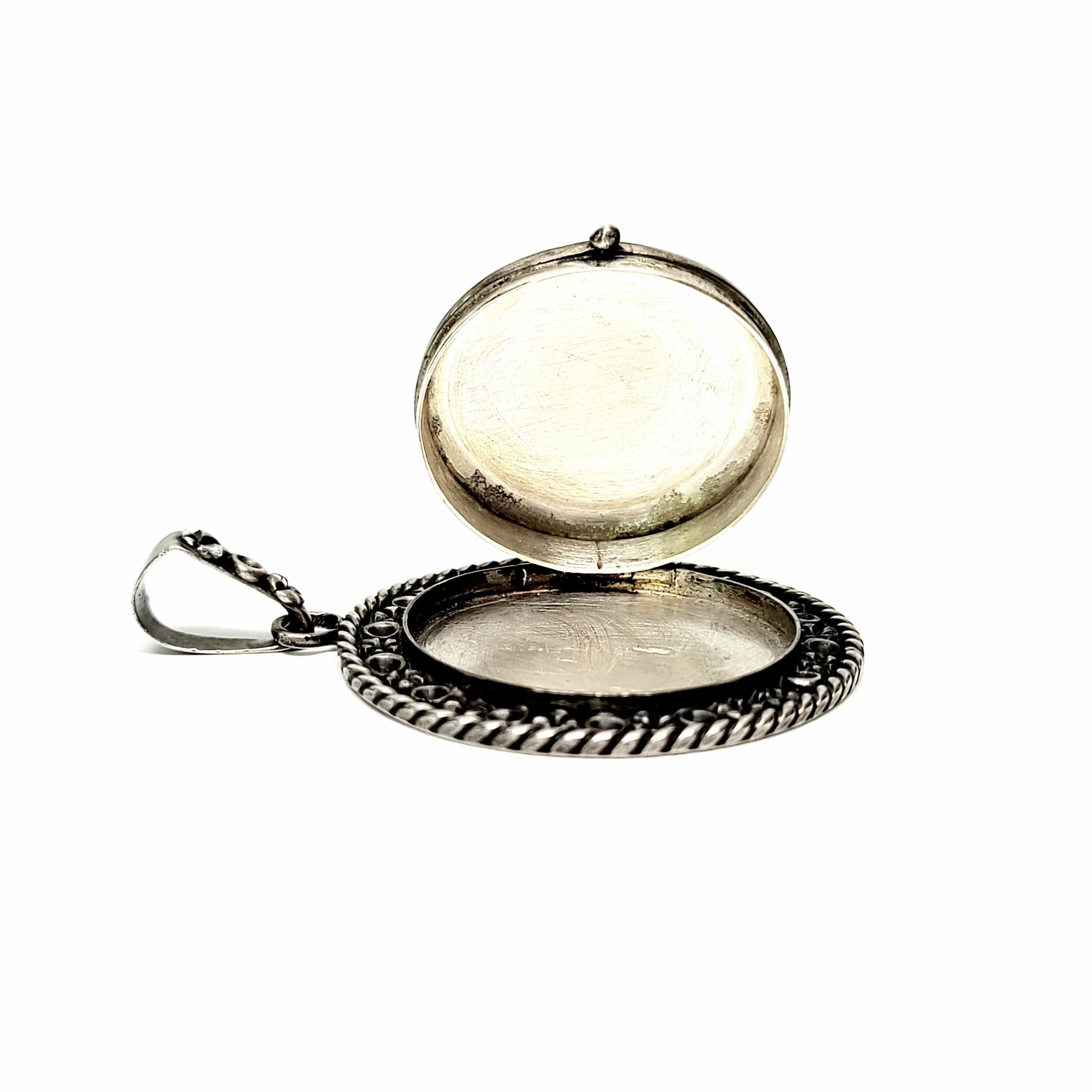 Women's or Men's Mexico Sterling Silver Amethyst Locket Pendant