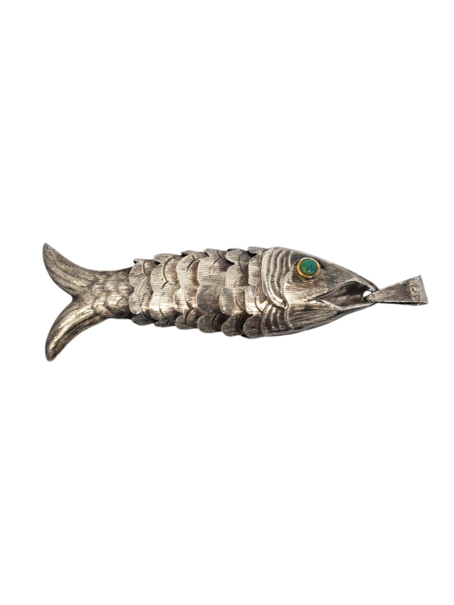 Round Cut Mexico Sterling Silver Articulated Fish Pendant #20668