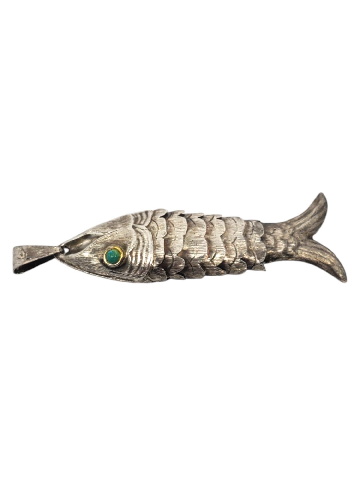 Women's or Men's Mexico Sterling Silver Articulated Fish Pendant #20668