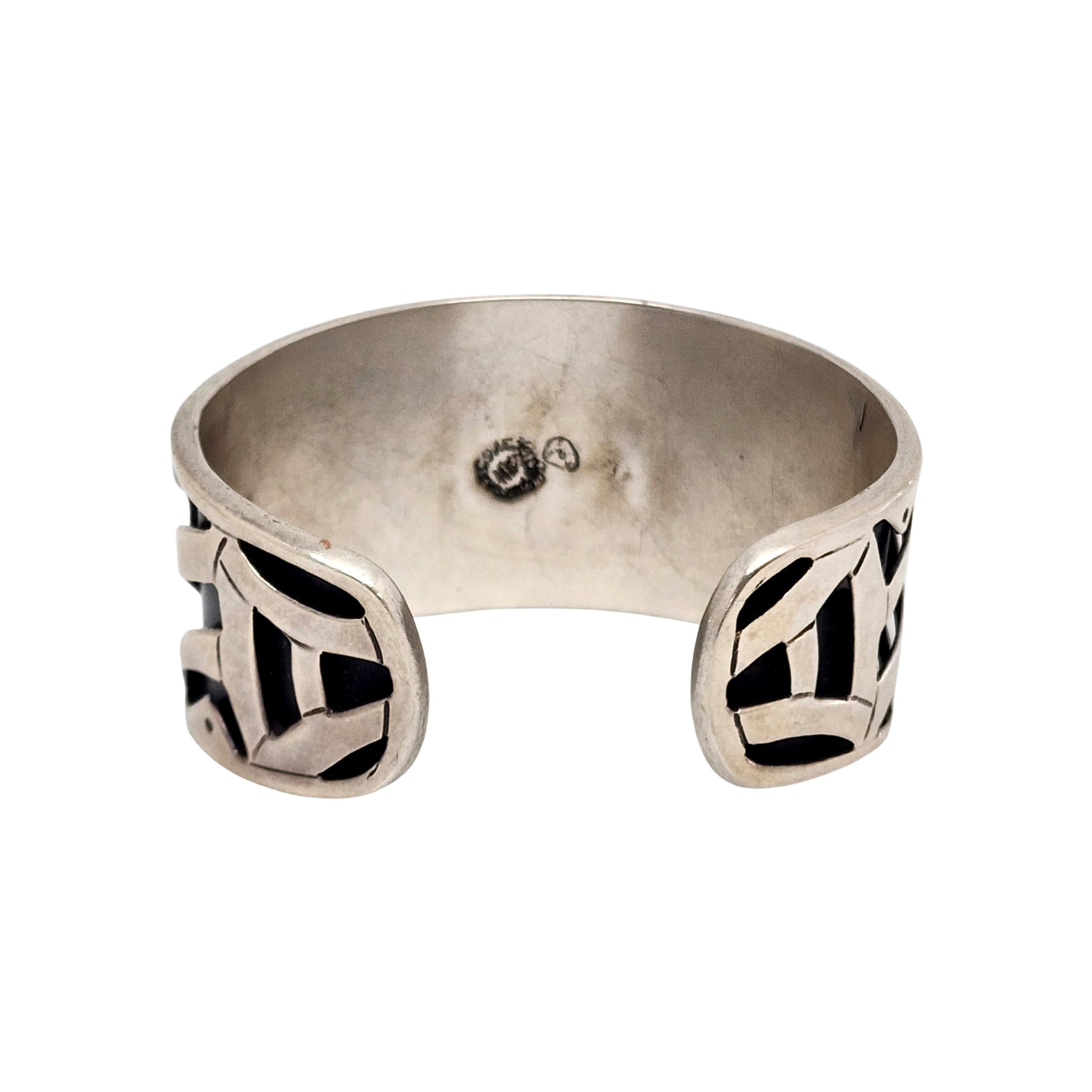 Mexico Sterling Silver Aztec Chief Cuff Bracelet #13271 In Good Condition In Washington Depot, CT