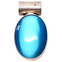 Vintage Mexico Sterling Silver Blue Stone Pendant