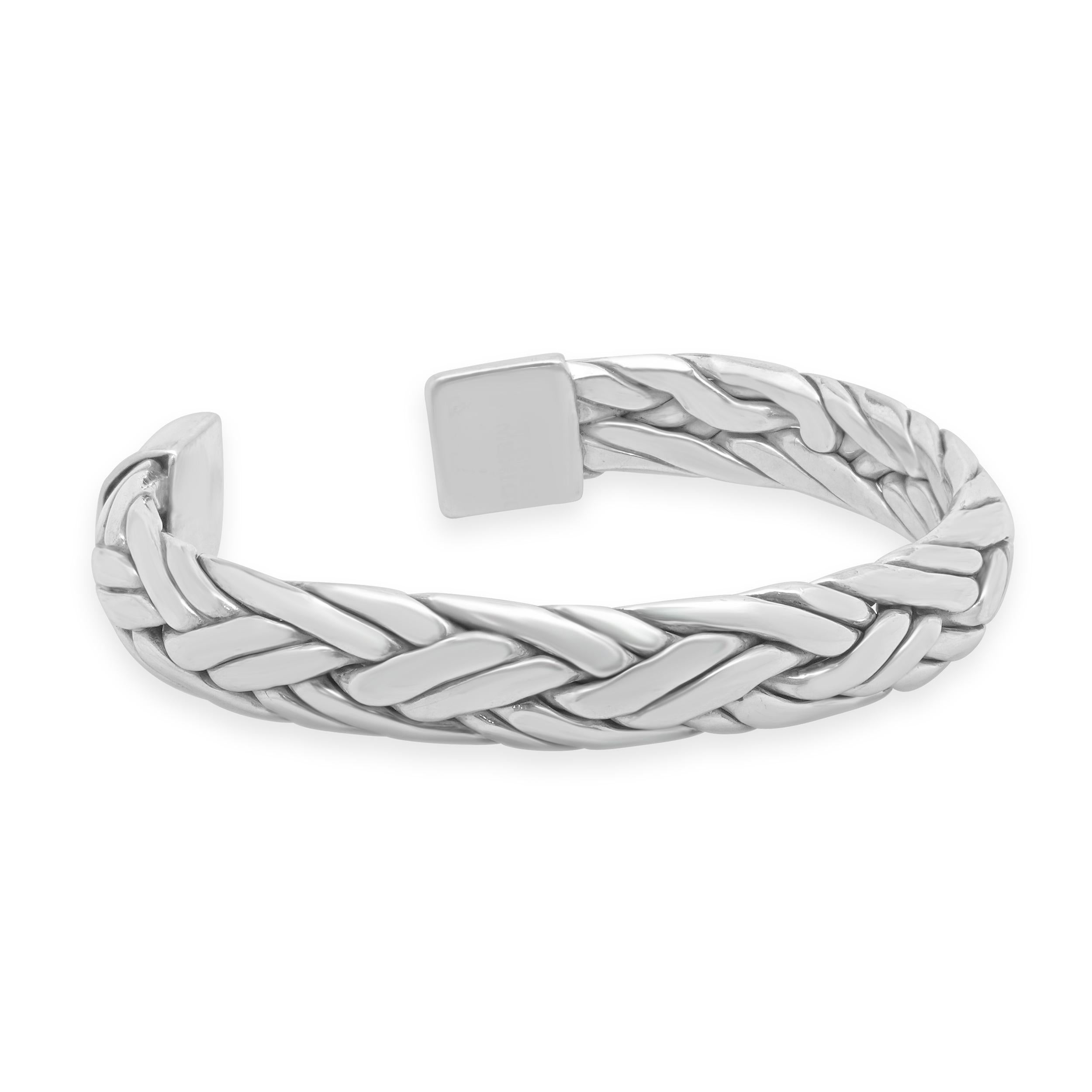 Designer: custom
Material: sterling silver
Dimensions: bracelet will fit up to a 6.75-inch wrist
Weight: 57.84 grams
