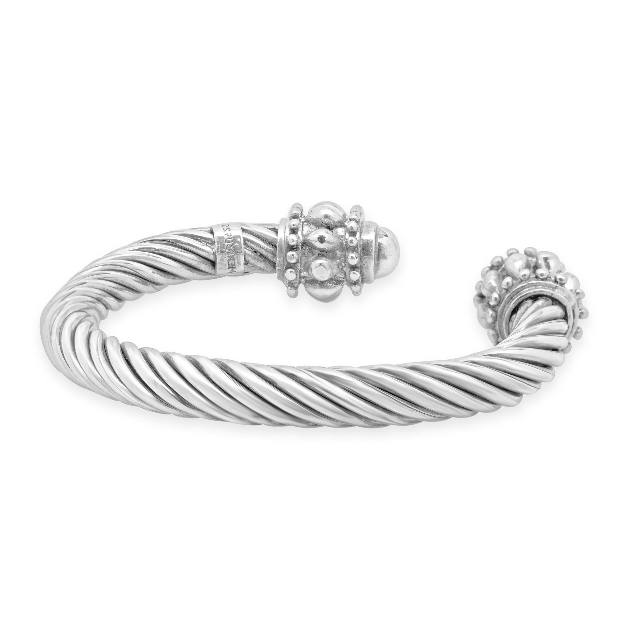 Mexikanisches Sterlingsilber Kabel-Manschettenarmband Damen