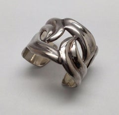 Mexico Sterling Silver Cut Out Swirl Cuff Bracelet