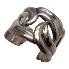 Mexico Sterling Silver Cut Out Swirl Cuff Bracelet