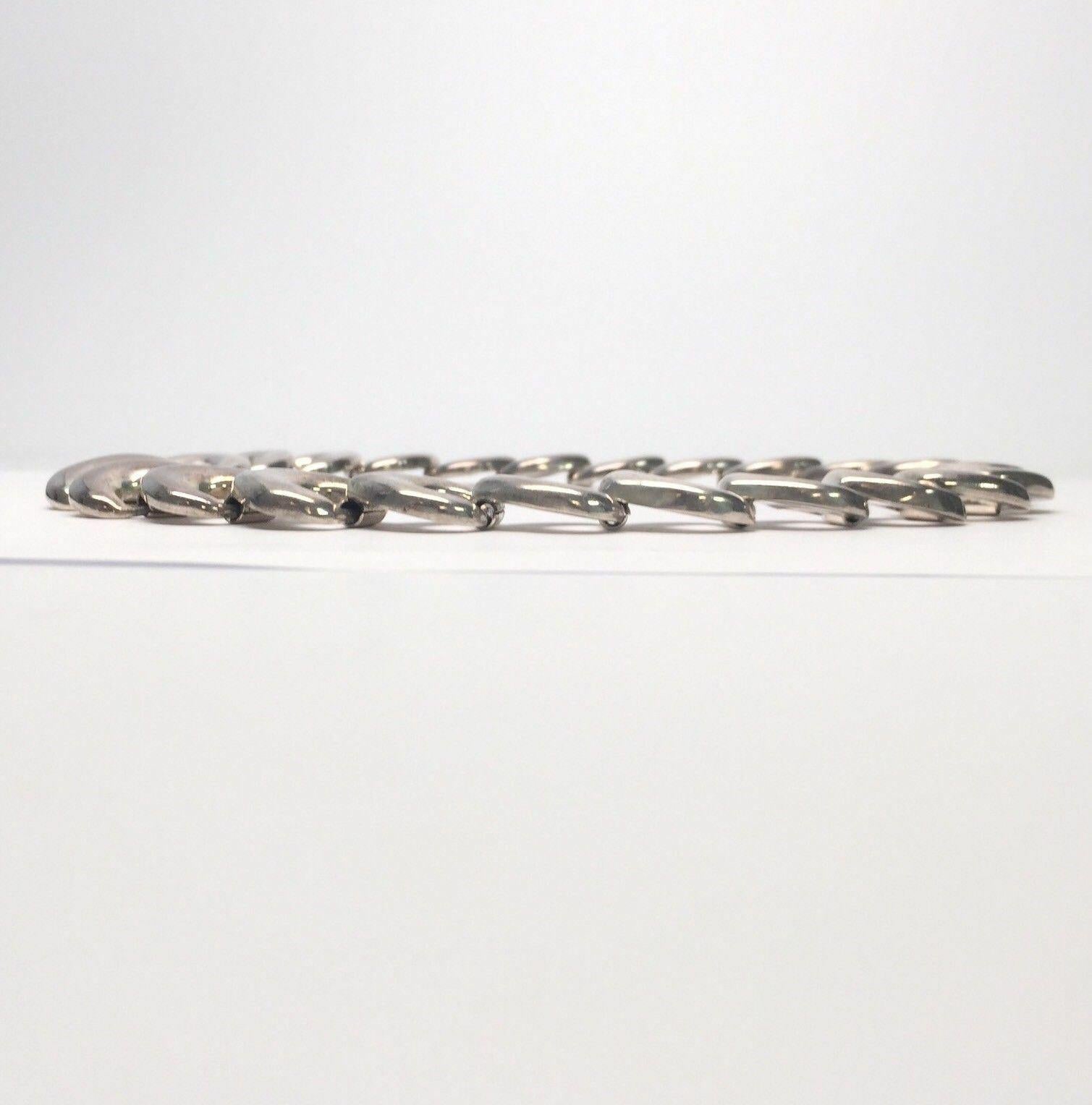 Mexico Sterling Silver Heavy Link Collar Necklace In Good Condition In Washington Depot, CT