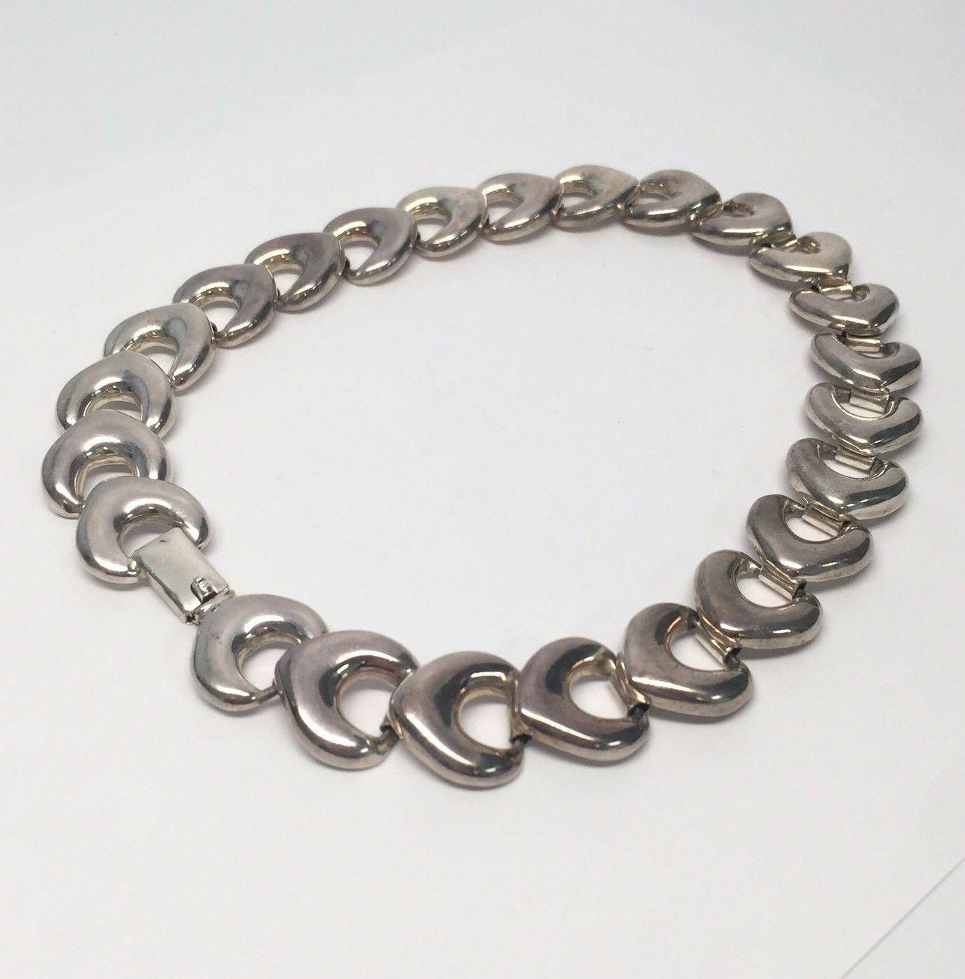 Women's Mexico Sterling Silver Heavy Link Collar Necklace