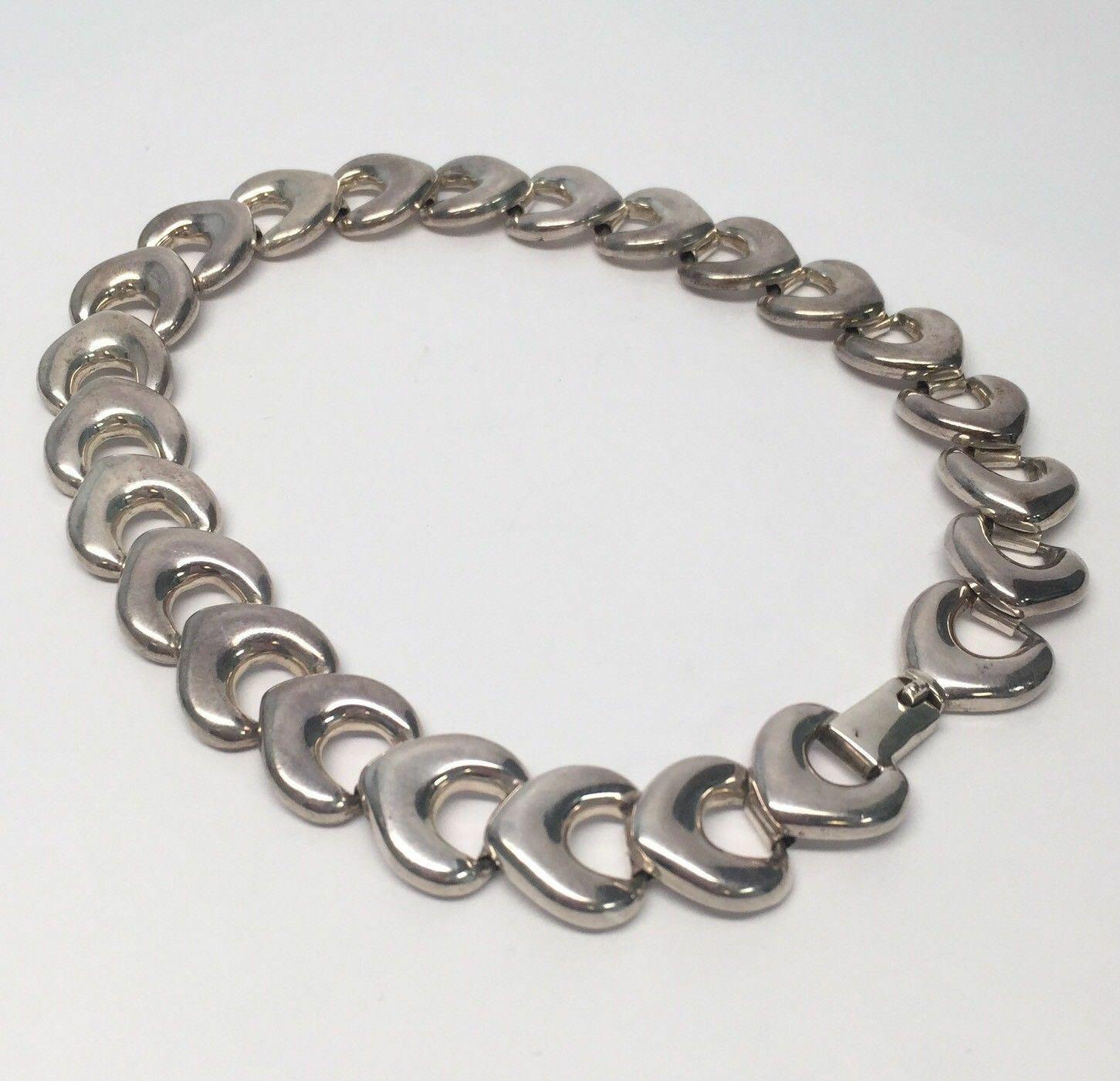Mexico Sterling Silver Heavy Link Collar Necklace 2