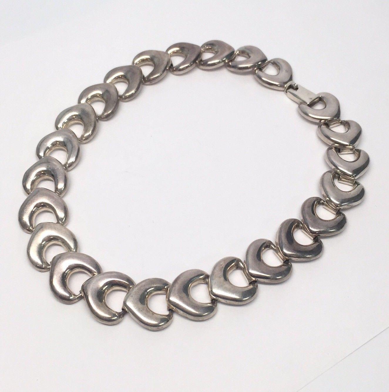 Mexico Sterling Silver Heavy Link Collar Necklace 3
